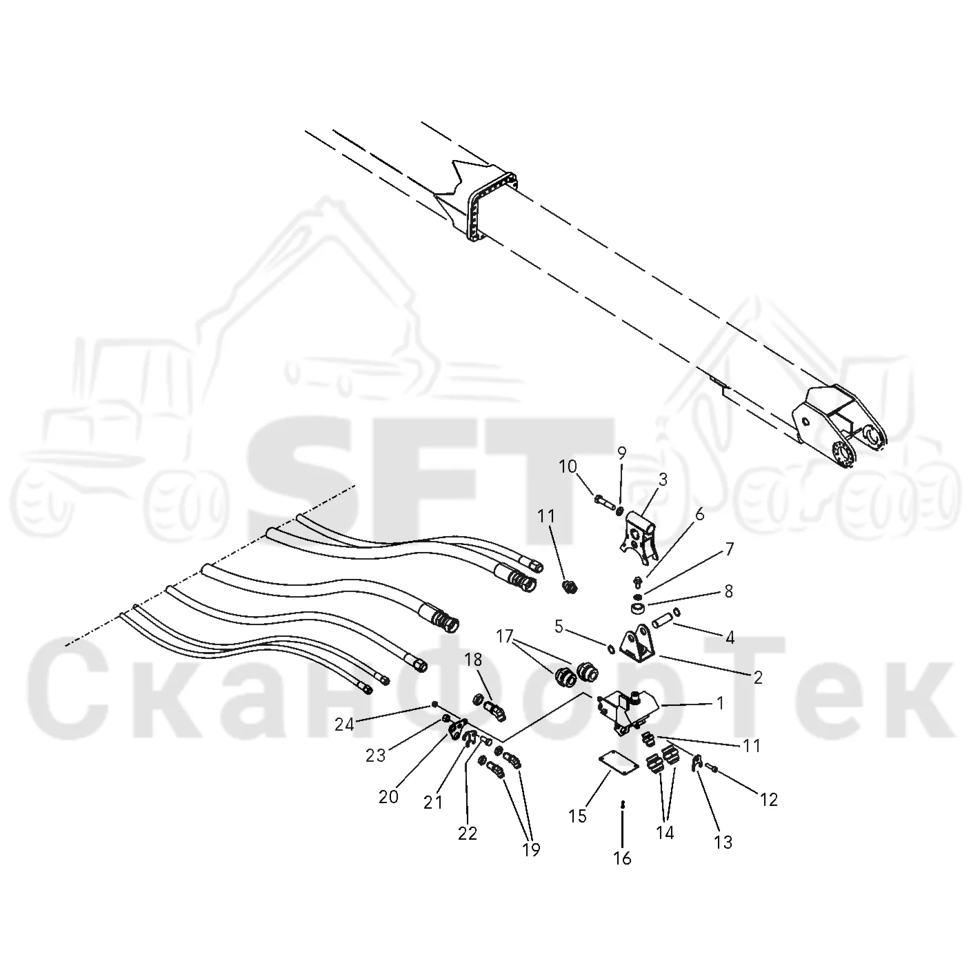 Схема: Valmet / Лесозаготовительные машины / Valmet 801 c / Valmet 801c Ch 11800- / Valmet 801c Ch 11800- / Каталог запасных частей / Коробка передач / Редуктор / Комплект шестерен редуктора / CRH 24 / Удлинитель стрелы / Элементы гидравлической системы / Подвесное устройство шланга