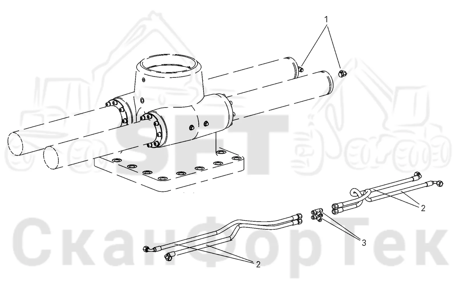 Схема: Valmet / Форвардер / Valmet 890.2 / Valmet 890.2 / Каталог запасных частей / Подъемный кран / Подъемный кран / Valmet CRF 14 Ch. V1001- / Каталог запасных частей / Базовая система / Элементы гидравлической системы / Элементы гидравлической системы