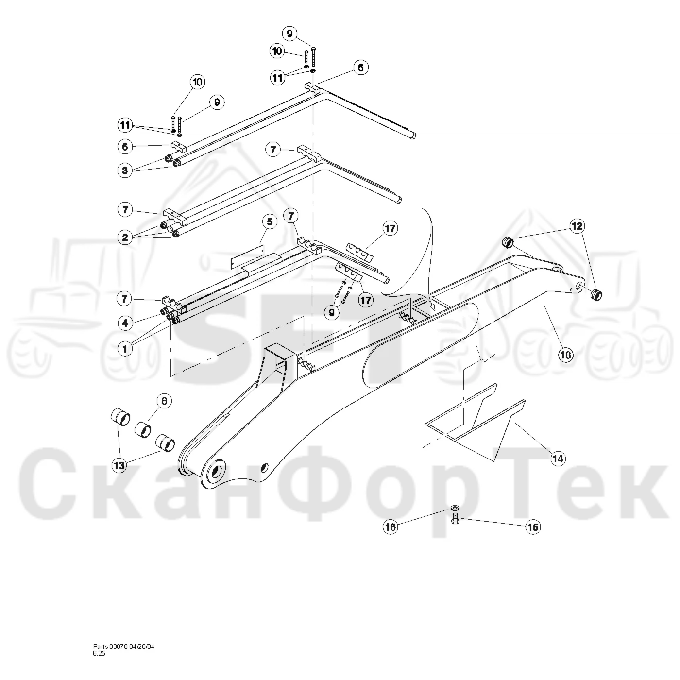 Схема: Valmet / Лесозаготовительные машины / Valmet 901TX / Valmet 901TX / Каталог запасных частей / Система управления / Компьютеры / Mounting display / Processing Stick Boom Components