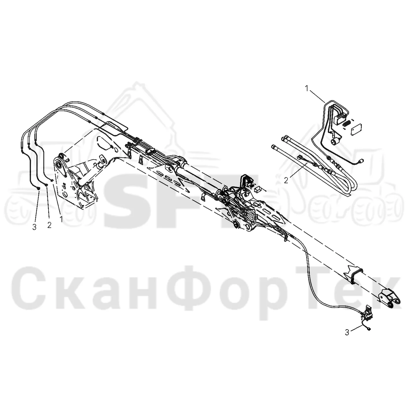 Схема: Valmet / Лесозаготовительные машины / Valmet 941 / Valmet 941 Ch -12070 / Valmet 941 Ch -12070 / Каталог запасных частей / Подъемный кран / Подъемные краны / CRH 24 / Каталог запасных частей / Первая стрела / Оборудование / Комплект кабелей