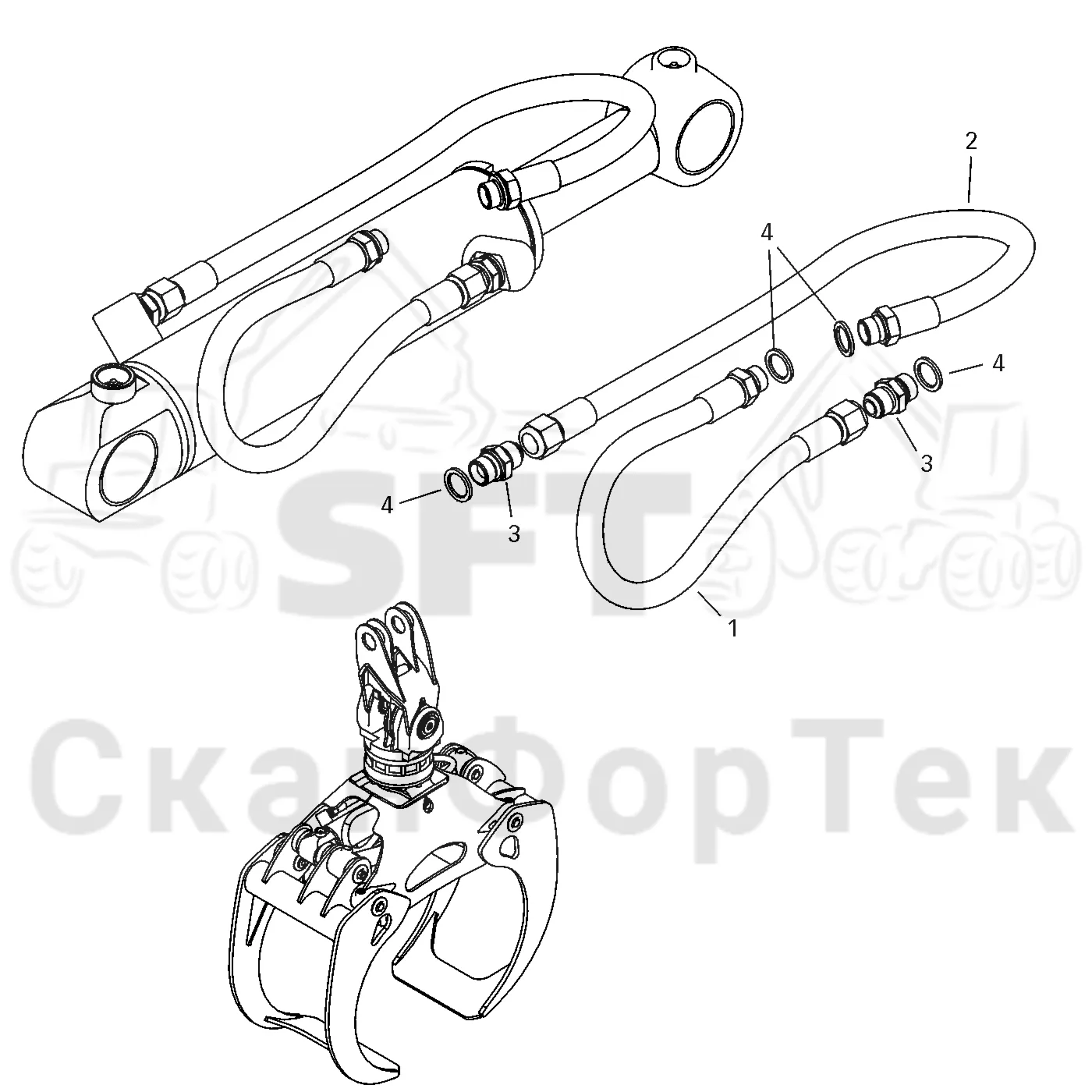 Схема: Valmet / Форвардер / Valmet 830.3 / Valmet 830.3 / Каталог запасных частей / Оборудование захвата / Захват / Valmet G25 / Каталог запасных частей / G 25; V1001- / G 25 ProTec / Гидравлика ProTec