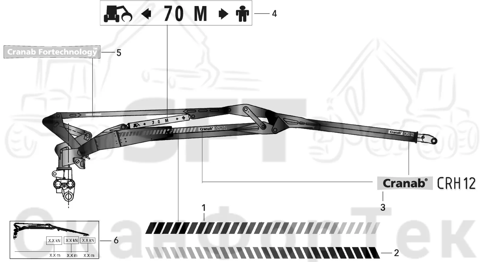 Схема: Valmet / Лесозаготовительные машины / Valmet 901.1 / Valmet 901.1 / Каталог запасных частей / Подъемный кран / Подъемные краны / CRH 12 / Каталог запасных частей / Первая стрела / Таблички/Наклейки / Бирки: OEM