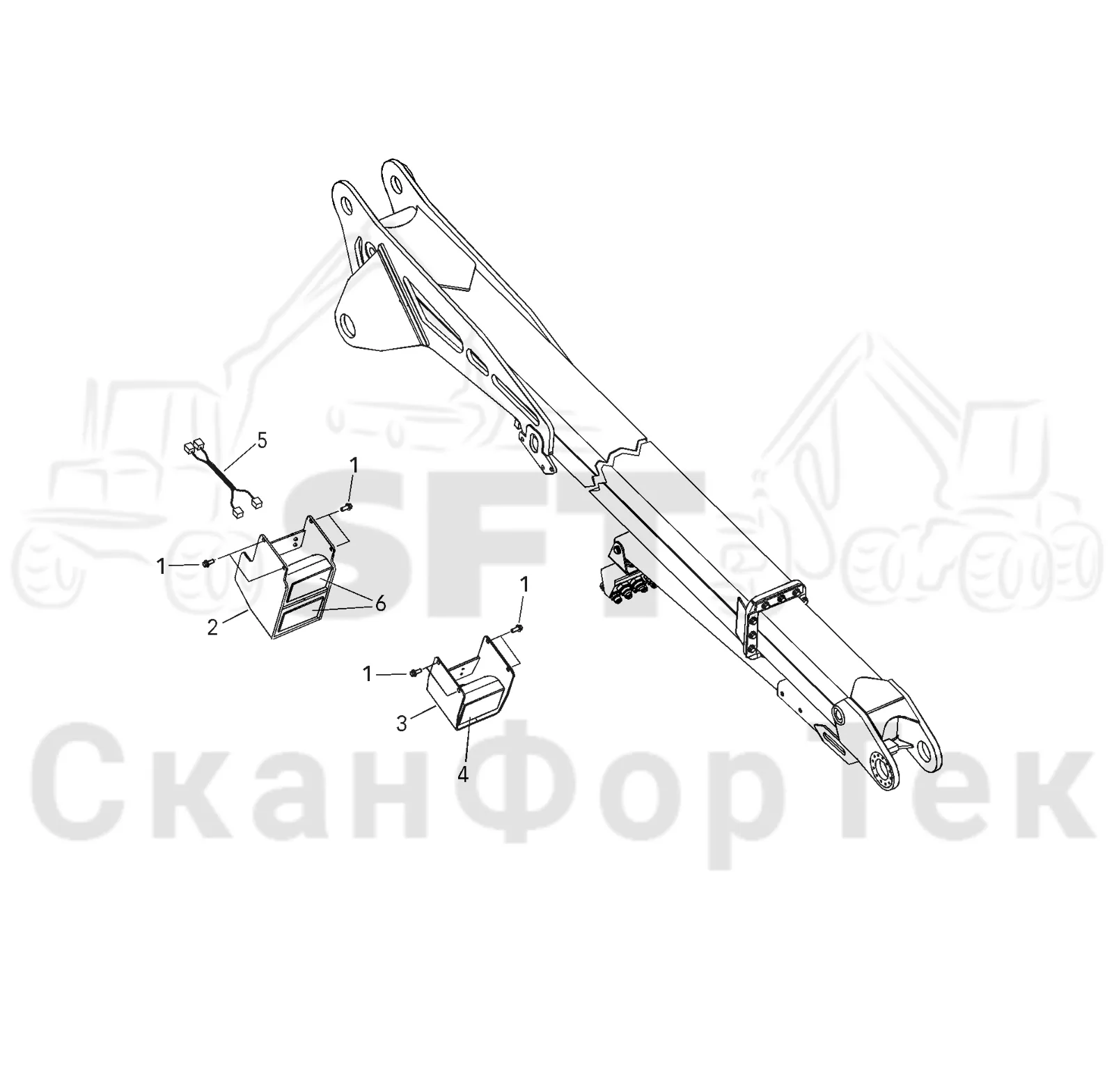 Схема: Valmet / Лесозаготовительные машины / Valmet 901.1 / Valmet 901.1 / Каталог запасных частей / Подъемный кран / Подъемные краны / CRH 12 / Каталог запасных частей / Вторая стрела / Оборудование / Освещение