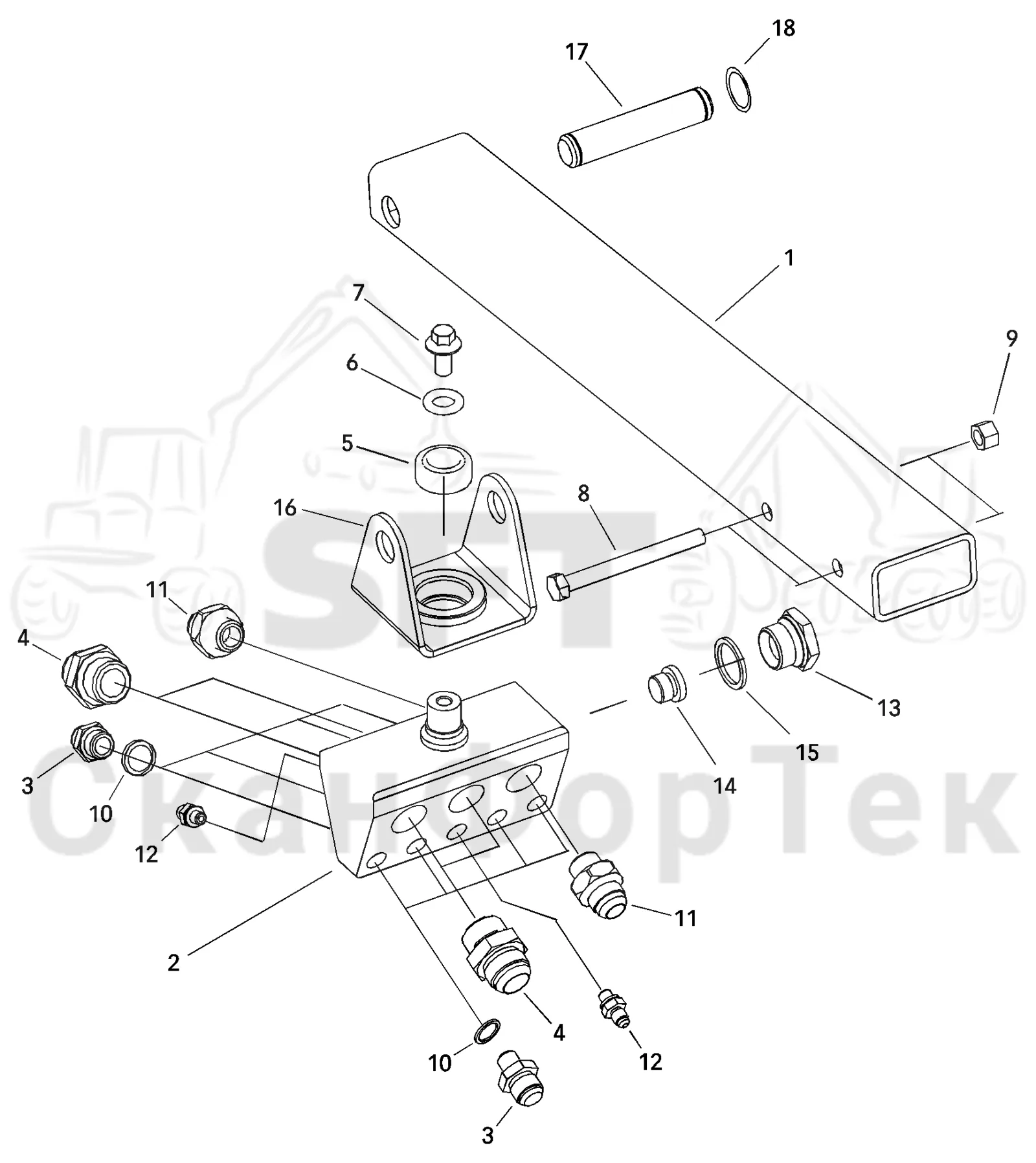 Схема: Valmet / Лесозаготовительные машины / Valmet 901.1 / Valmet 901.1 / Каталог запасных частей / Подъемный кран / Подъемные краны / CRH 12 / Каталог запасных частей / Удлинитель стрелы / Элементы гидравлической системы / Подвесное устройство шланга OEM
