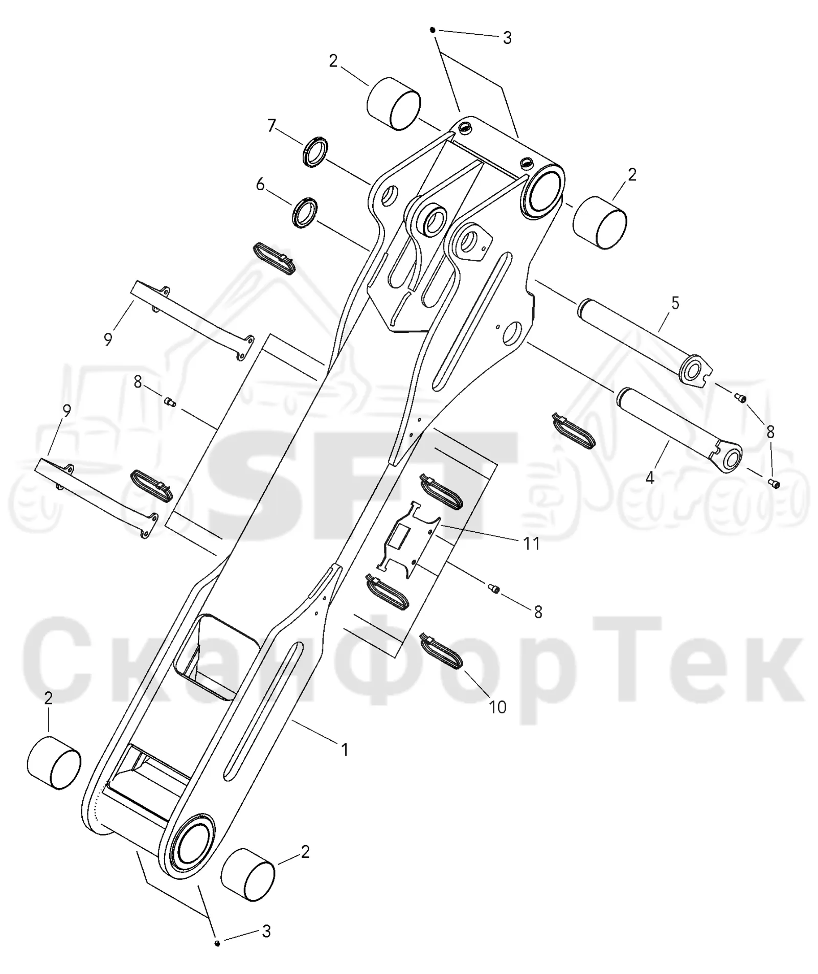 Схема: Valmet / Форвардер / Valmet 830 / Valmet 830 / Каталог запасных частей / Оборудование захвата / Захват / Valmet 801c Ch -11730 / Каталог запасных частей / Подъемный кран / Подъемные краны / CRC 15 / Каталог запасных частей / Система колонн / Колонна / Мачта крана