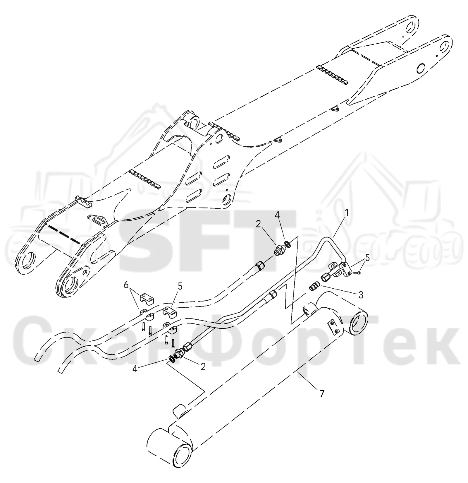 Схема: Valmet / Форвардер / Valmet 840.1 / Valmet 840.1 / Каталог запасных частей / Оборудование захвата / Захват / Valmet 801c Ch -11730 / Каталог запасных частей / Подъемный кран / Подъемные краны / CRC 15 / Каталог запасных частей / Первая стрела / Элементы гидравлической системы / Подъемный цилиндр. Гидравлическая система