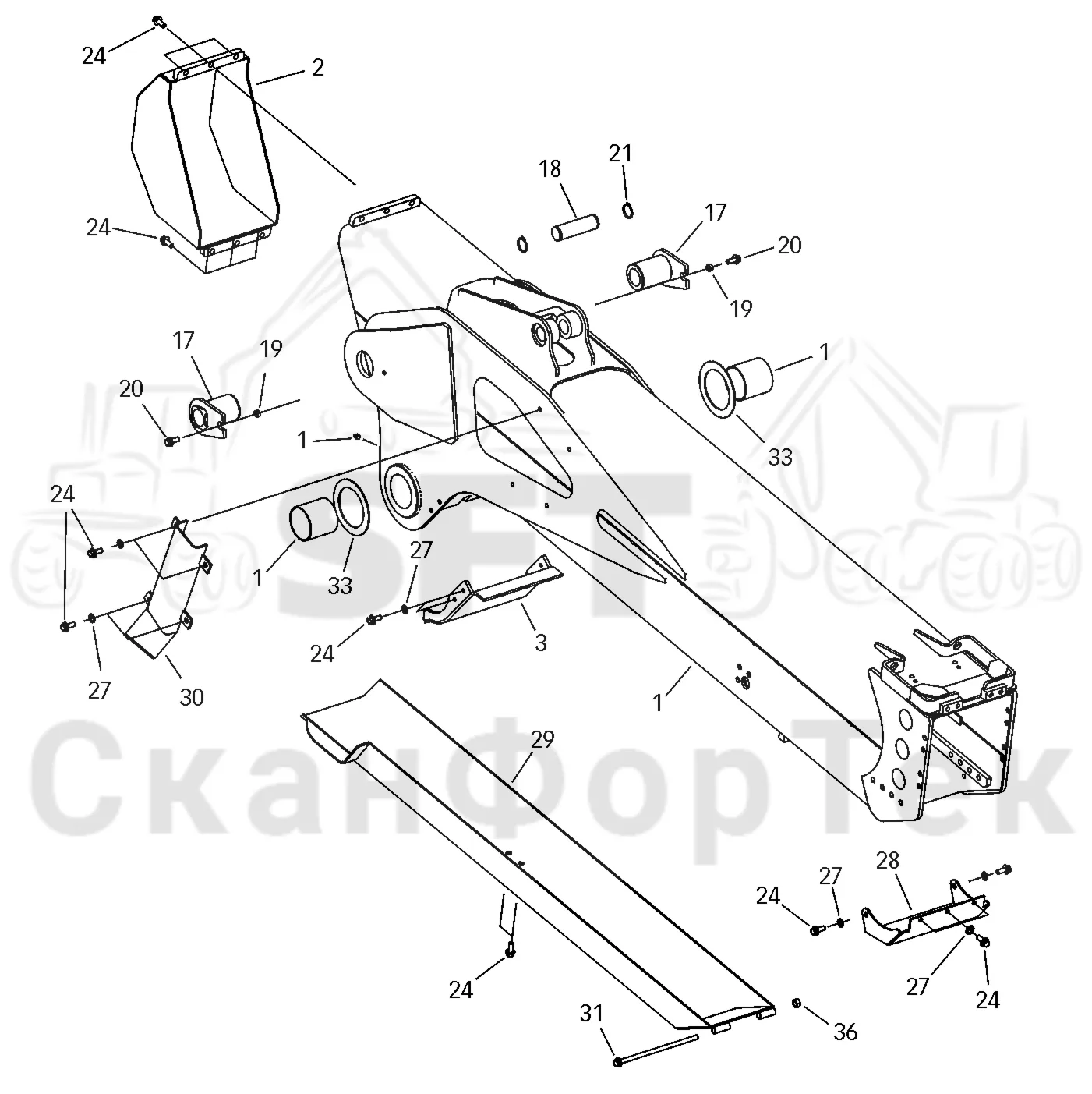Схема: Valmet / Лесозаготовительные машины / Valmet 801 c / Valmet 801c Ch 11800- / Valmet 801c Ch 11800- / Каталог запасных частей / Подъемный кран / Подъемные краны / CRC 15 / Каталог запасных частей / Вторая стрела / Стрела / Стрела, наружная