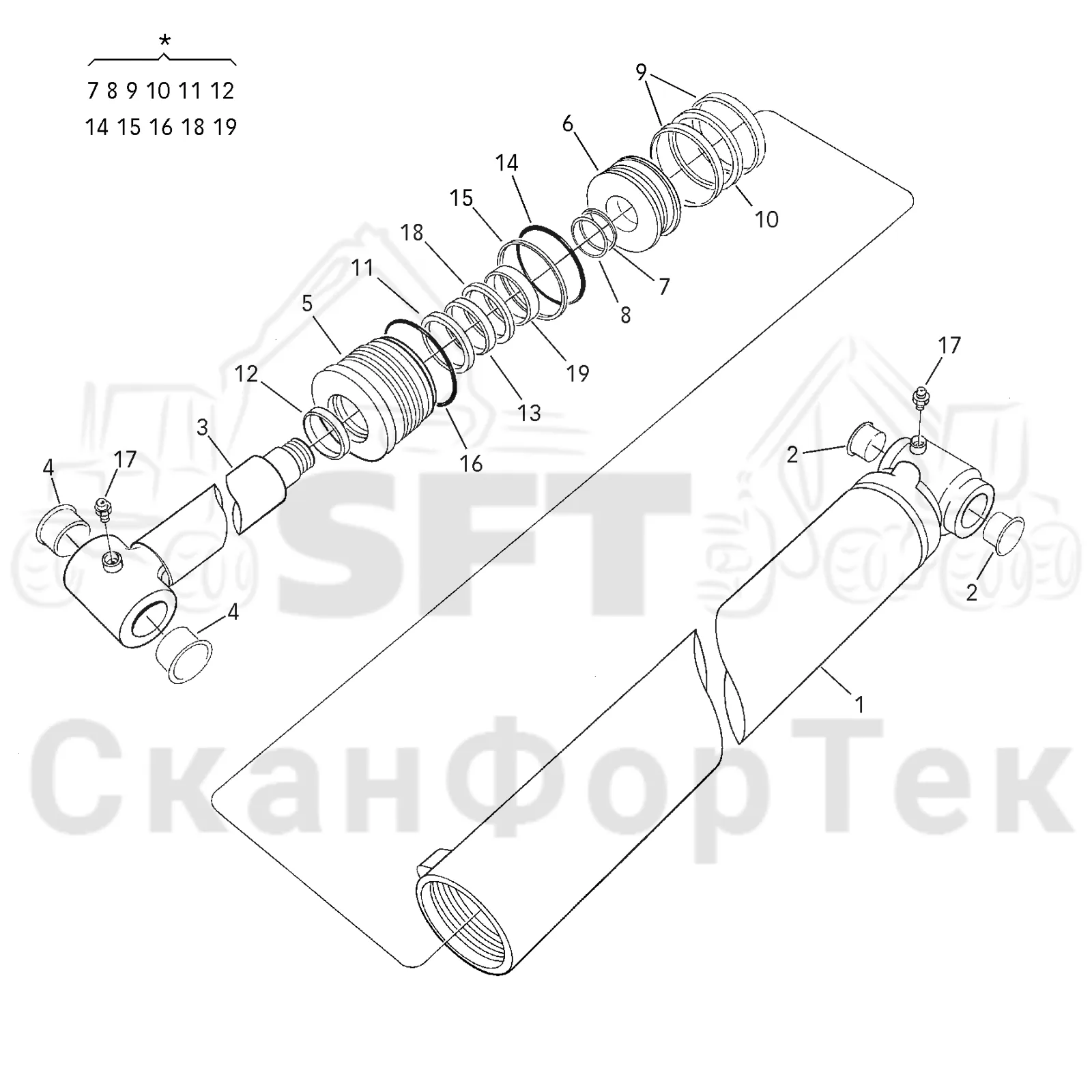Схема: Valmet / Лесозаготовительные машины / Valmet 801 c / Valmet 801c Ch -11730 / Valmet 801c Ch -11730 / Каталог запасных частей / Подъемный кран / Подъемные краны / CRC 15 / Каталог запасных частей / Вторая стрела / Цилиндр / Цилиндр внешней стрелы 38052-