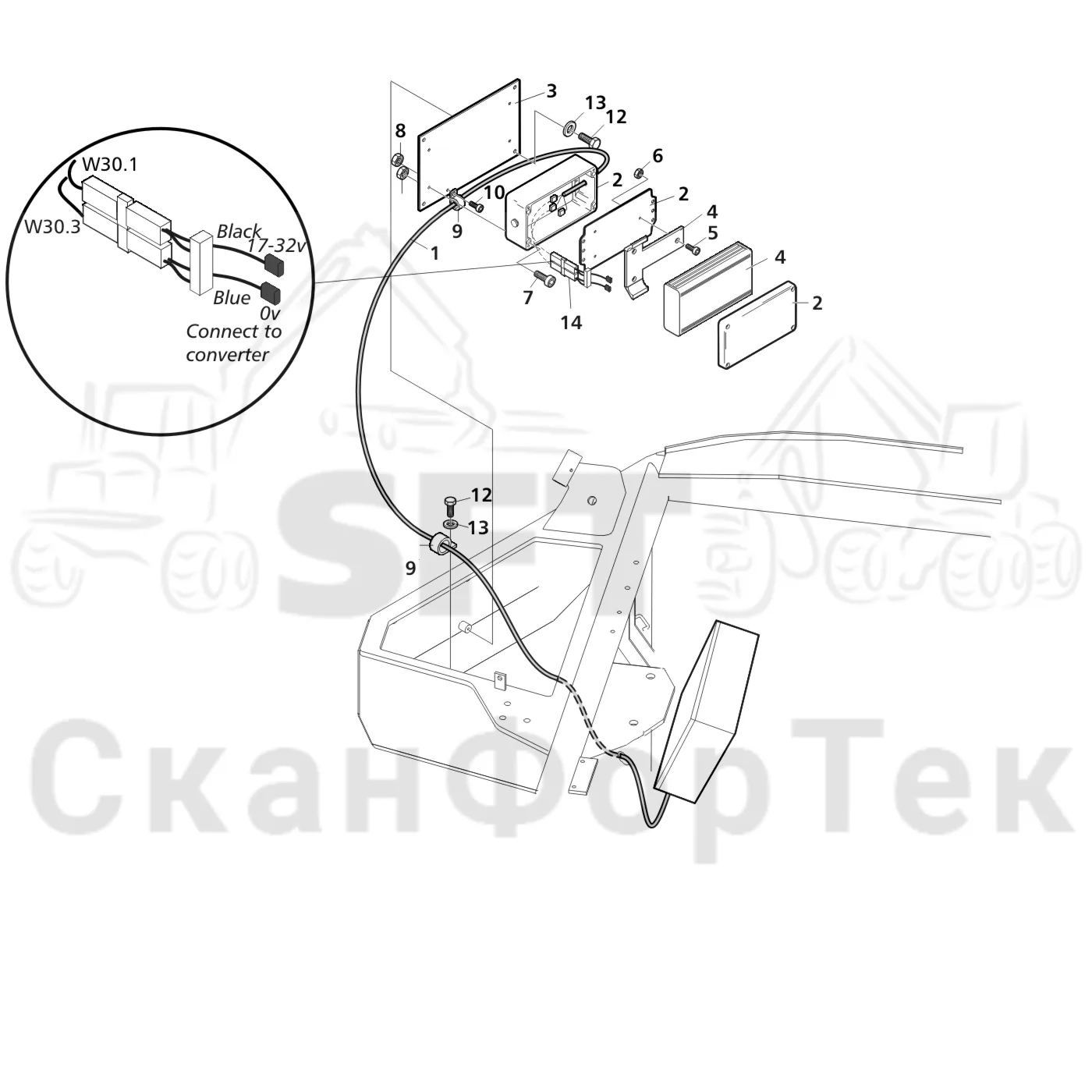Схема: Valmet / Лесозаготовительные машины / Valmet 901.2 / Valmet 901.2 Ch. 211061- / Valmet 901.2 Ch. 211061- / Каталог запасных частей / Двигатель / Электрический / Преобразователь
