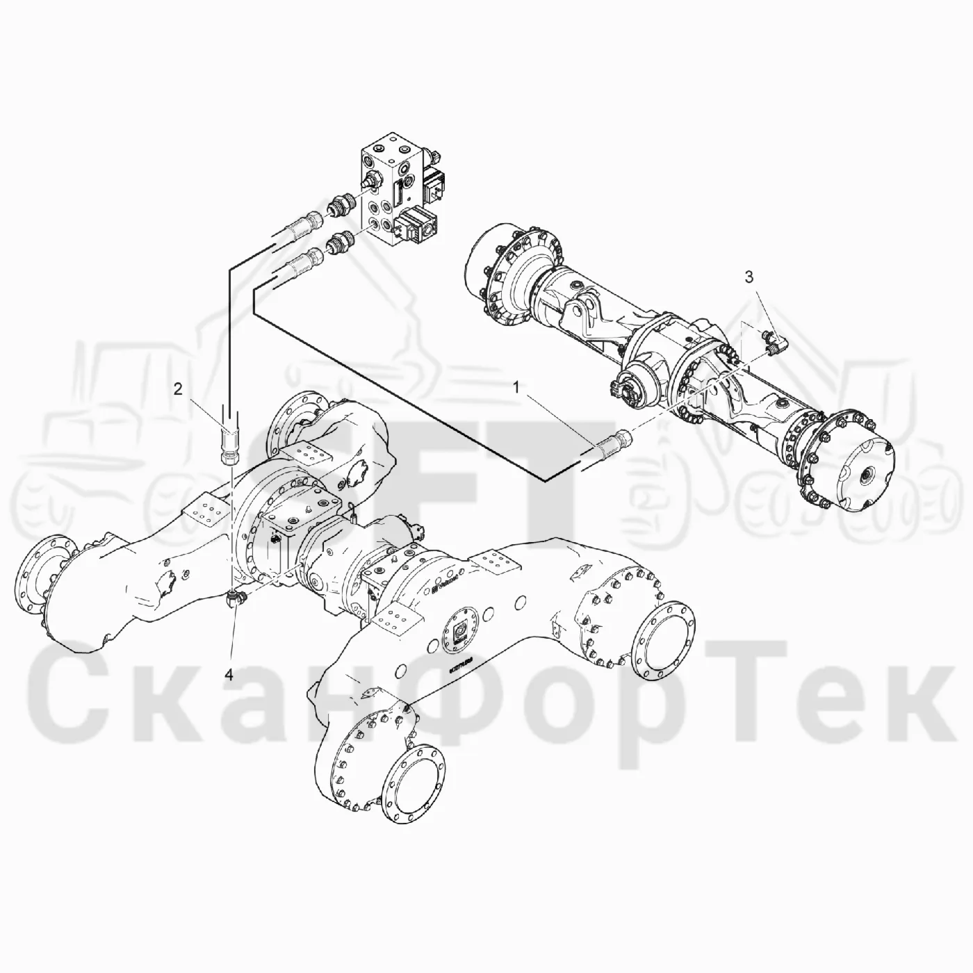 Схема: Valmet / Лесозаготовительные машины / Valmet 901TX / Valmet 901TX / Каталог запасных частей / Коробка передач / Блокировка дифференциала / Блокировка дифференциала