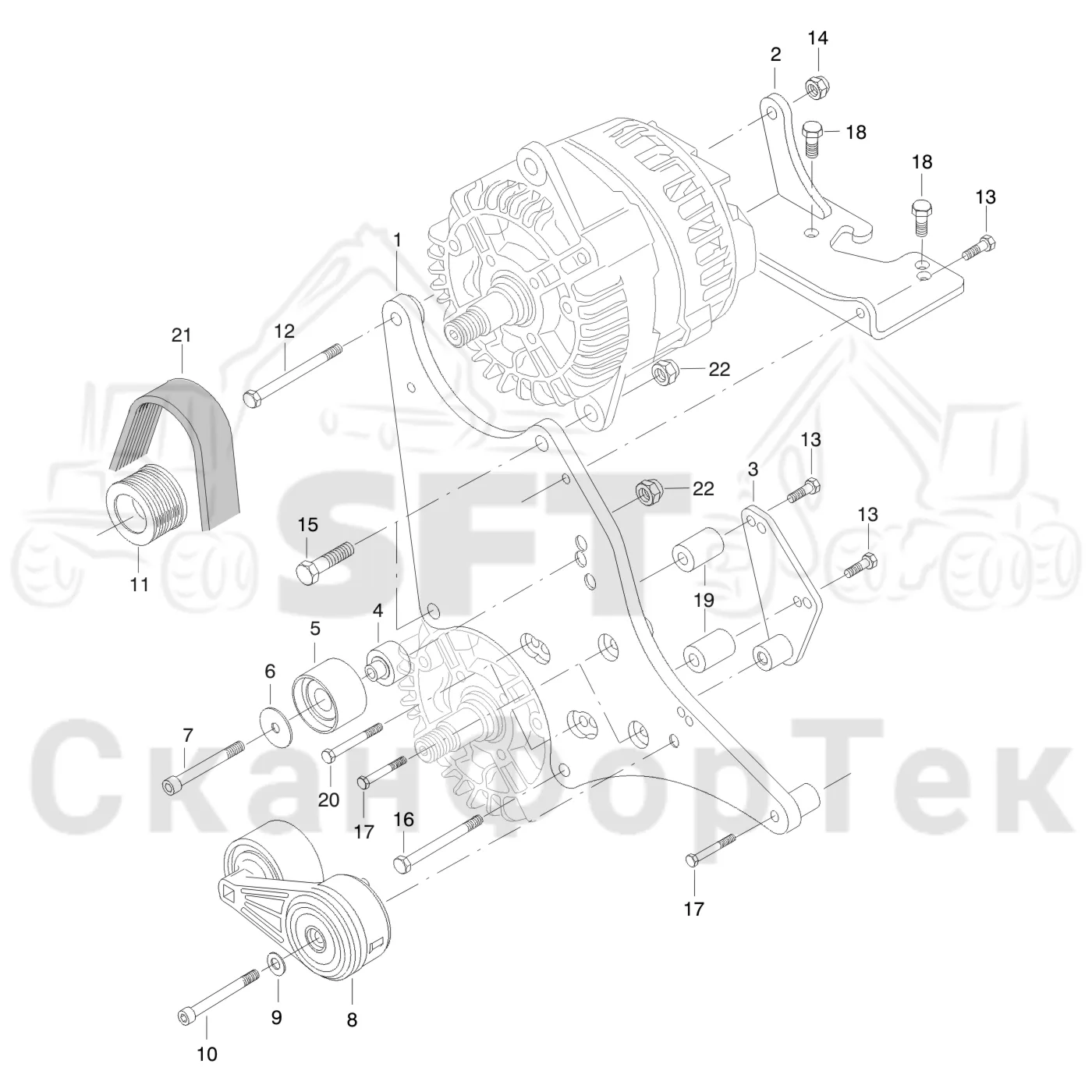 Схема: Valmet / Лесозаготовительные машины / Valmet 901TX / Valmet 901TX / Каталог запасных частей / Двигатель / Генератор переменного тока / Генератор переменного тока