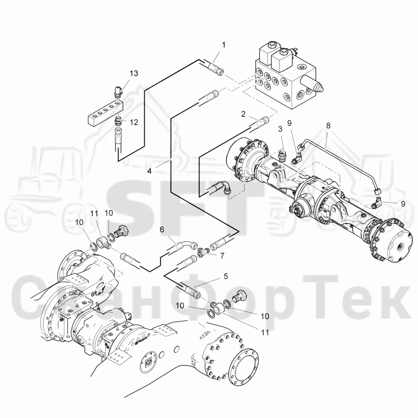 Схема: Valmet / Лесозаготовительные машины / Valmet 901TX / Valmet 901TX / Каталог запасных частей / Тормоза / Тормоза / Стояночный тормоз