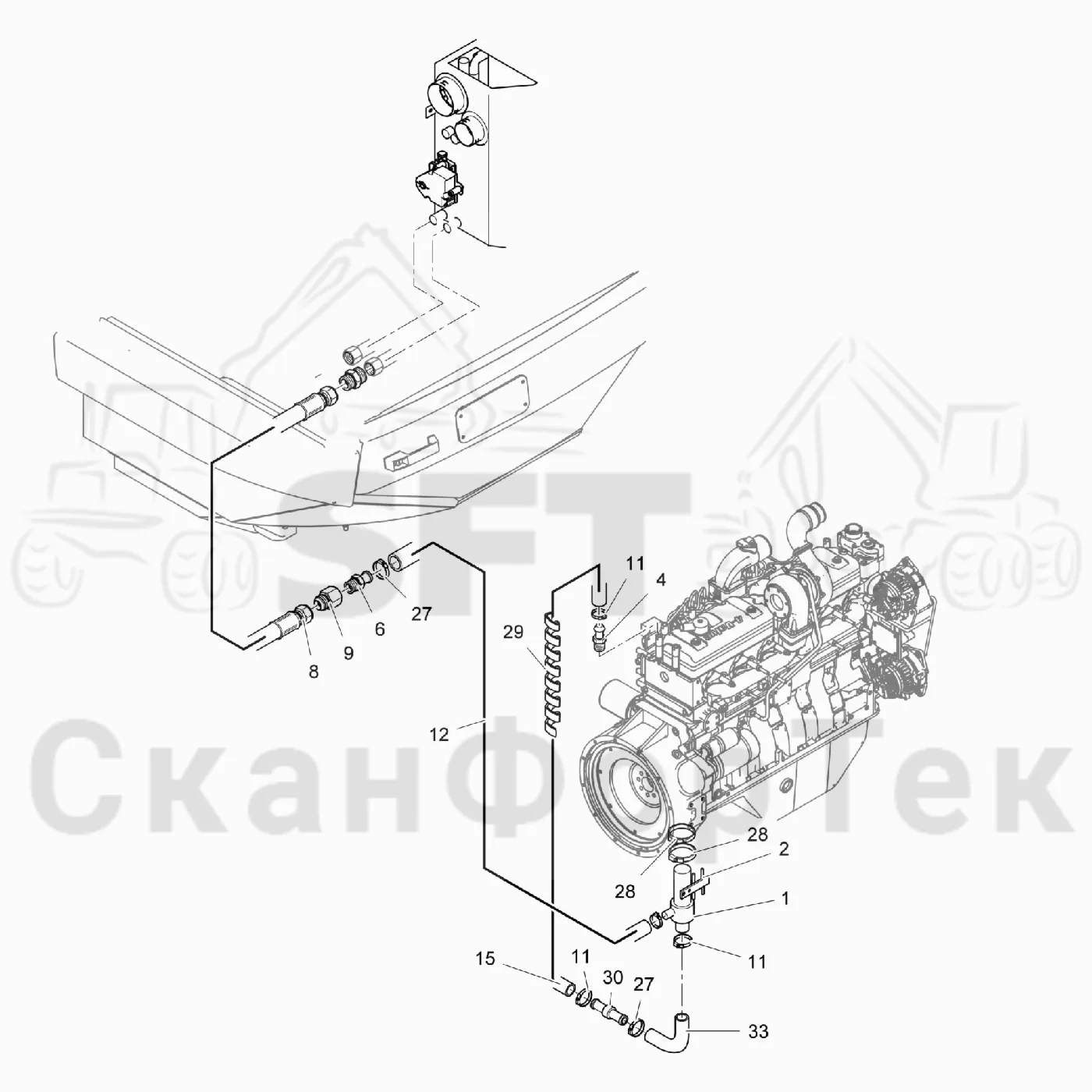 Схема: Valmet / Лесозаготовительные машины / Valmet 931 / Valmet 931 / Каталог запасных частей / Кабина / Система обогрева и охлаждения / Обогревание кабины