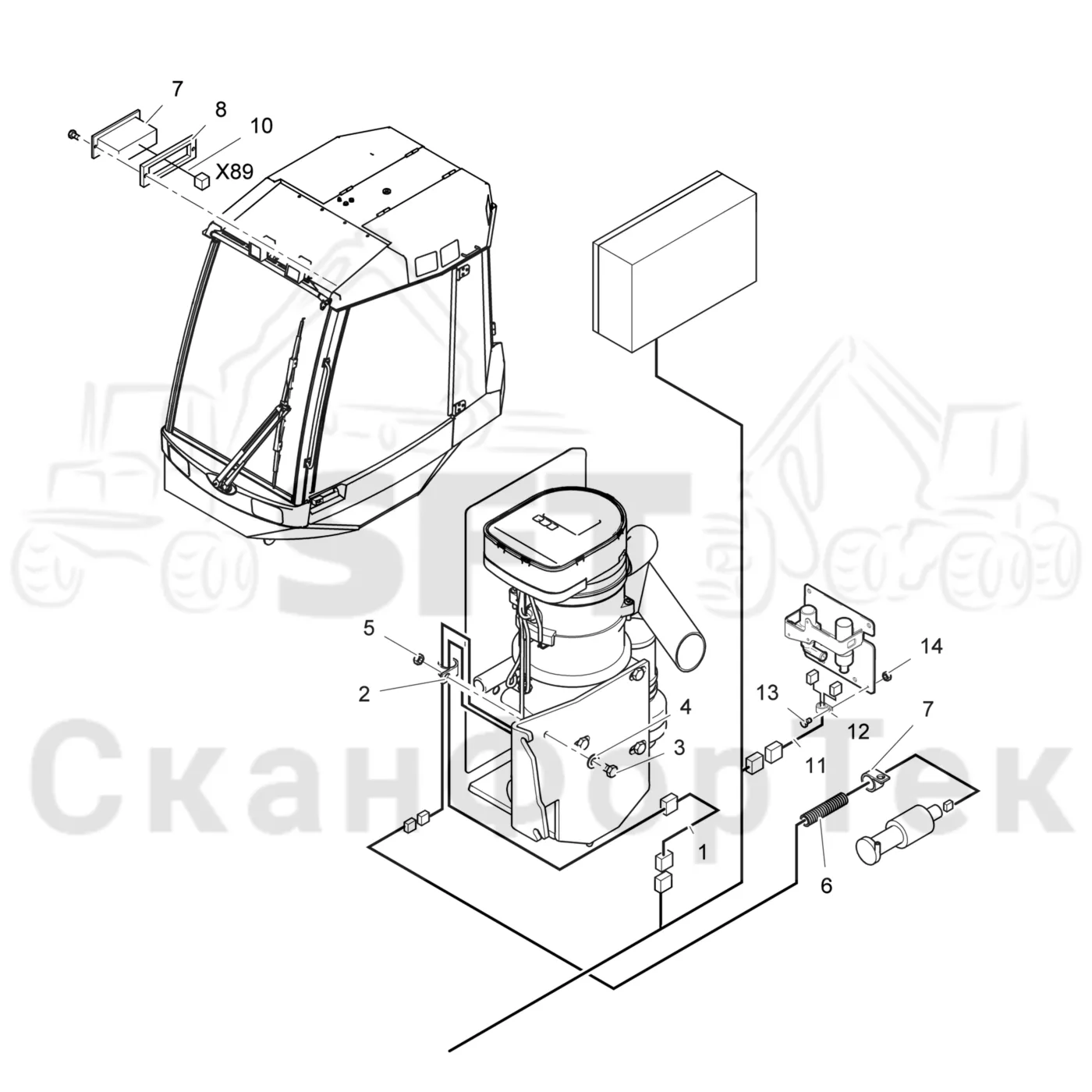 Схема: Komatsu / Лесозаготовительные машины / 941.1 / Каталог запасных частей / Двигатель / Подогреватель / Комплект электрооборудования