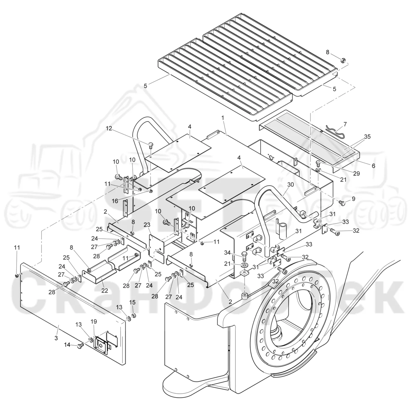 Схема: Valmet / Лесозаготовительные машины / Valmet 941 / Valmet 941 Ch 12071- / Valmet 941 Ch 12071- / Каталог запасных частей / шасси / Инструмент. Корчевка пней / Инструмент. Корчевка пней