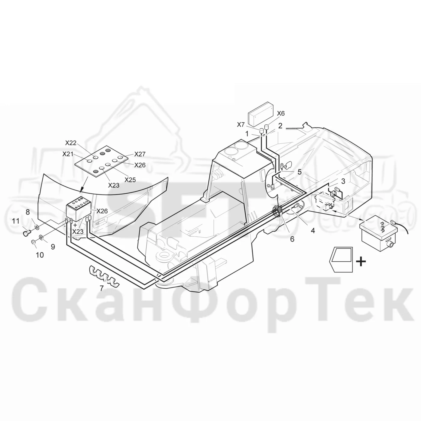 Схема: Valmet / Лесозаготовительные машины / Valmet 941.1 / Valmet 941.1 / Каталог запасных частей / шасси / Электрический Оборудование / Комплект кабелей шасси