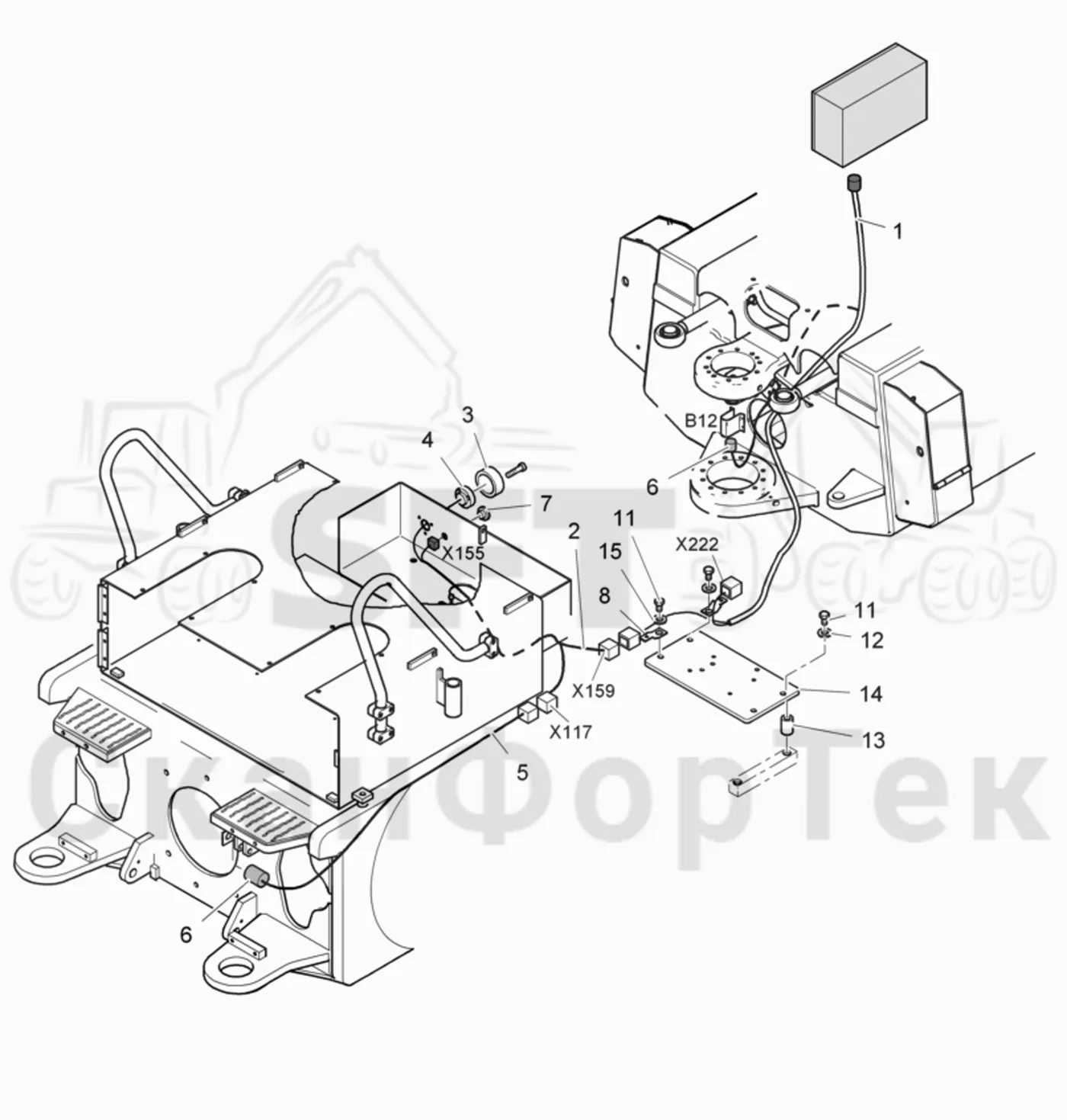 Схема: Valmet / Лесозаготовительные машины / Valmet 941.1 / Valmet 941.1 / Каталог запасных частей / шасси / Электрический Оборудование / Комплект кабелей передней рамы