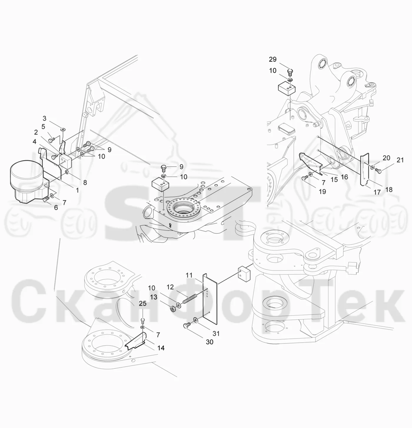 Схема: Komatsu / Лесозаготовительные машины / 941.1 / Каталог запасных частей / шасси / Центральная смазка / защита