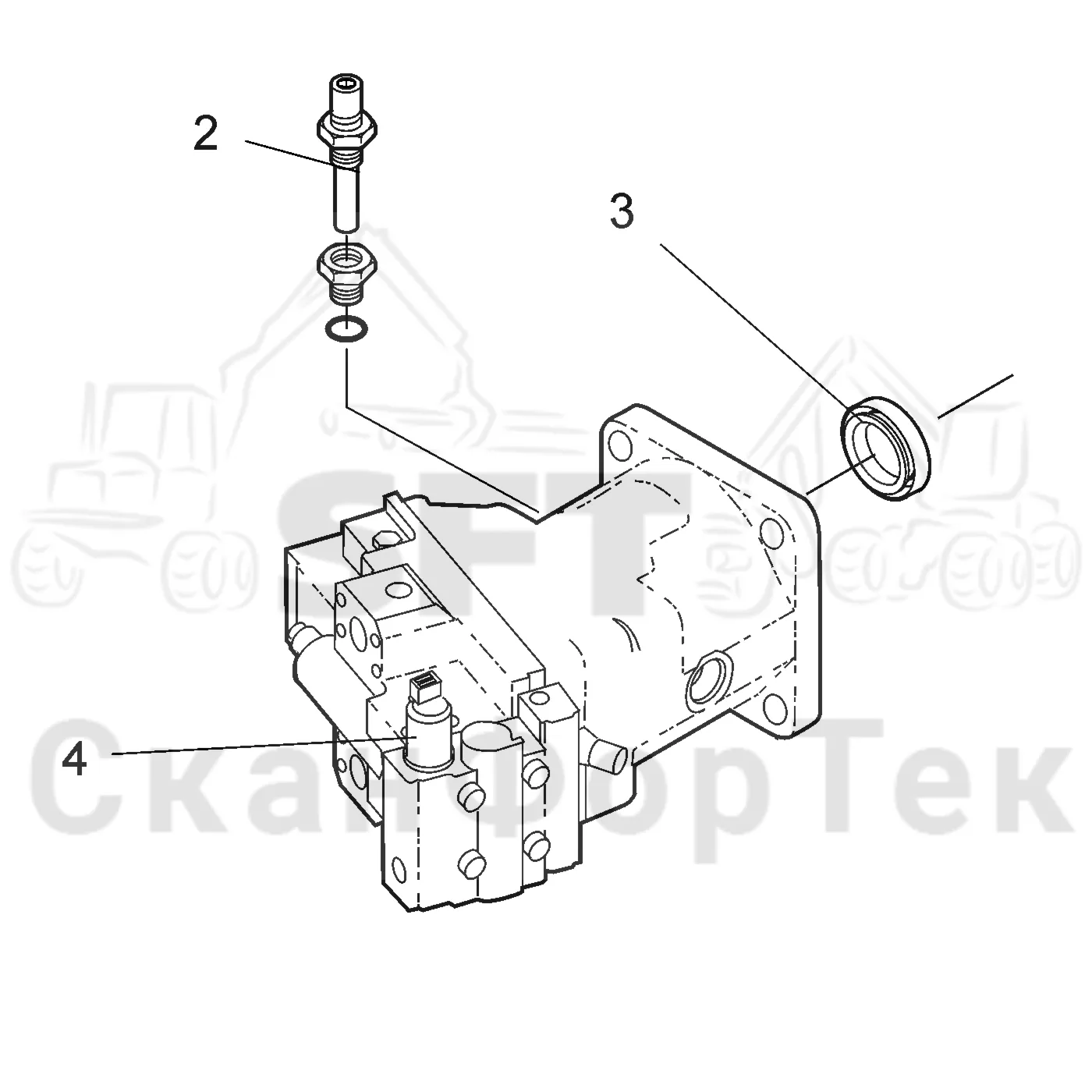 Схема: Valmet / Форвардер / Valmet 860.3 / Valmet 860.3 / Каталог запасных частей / Коробка передач / Оборудование гидростатики / Подвод гидростатического шланга / Гидростатический насос Запчасть / Гидростатический двигатель