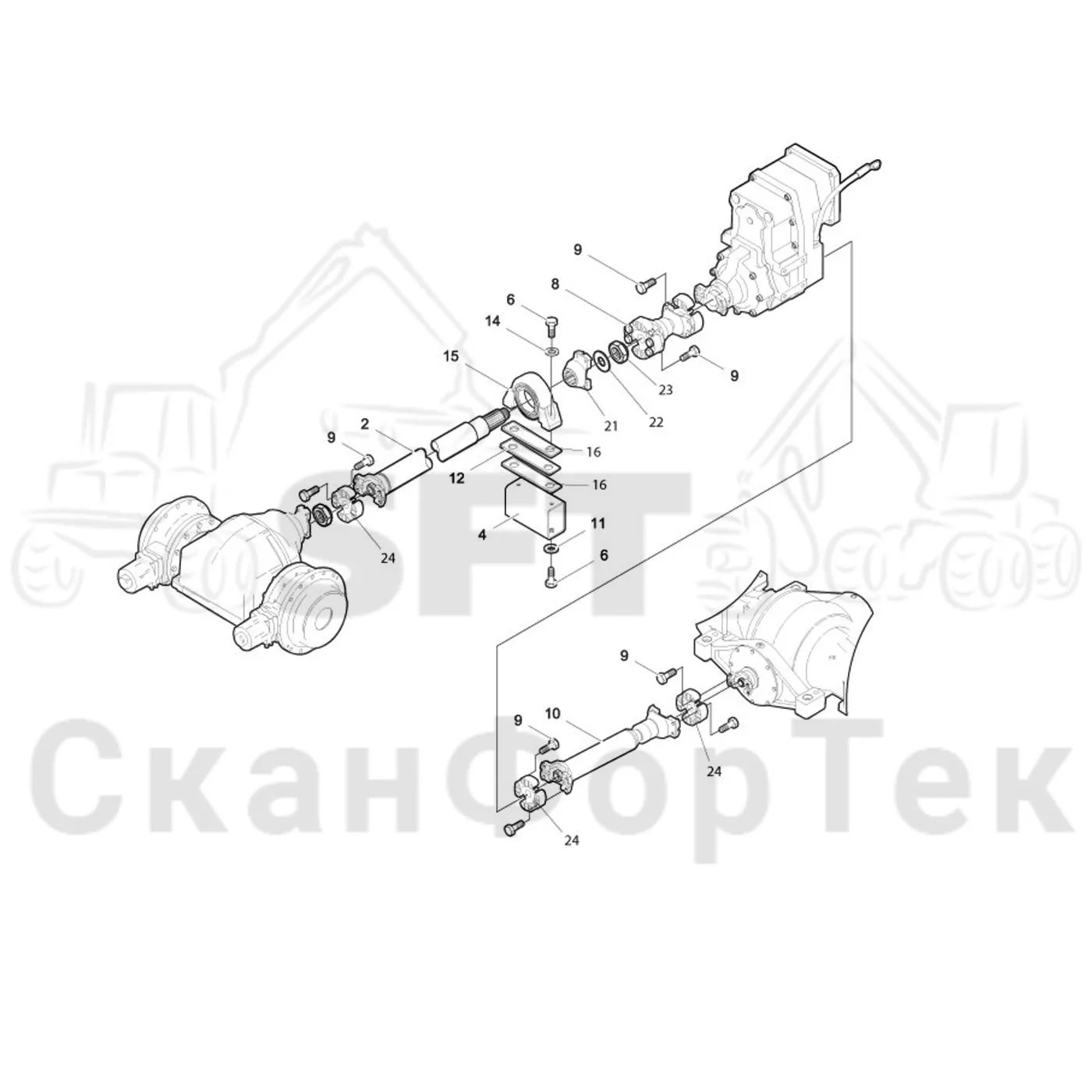 Схема: Valmet / Лесозаготовительные машины / Valmet 941.1 / Valmet 941.1 / Каталог запасных частей / Коробка передач / Силовая трансмиссия / Силовая трансмиссия