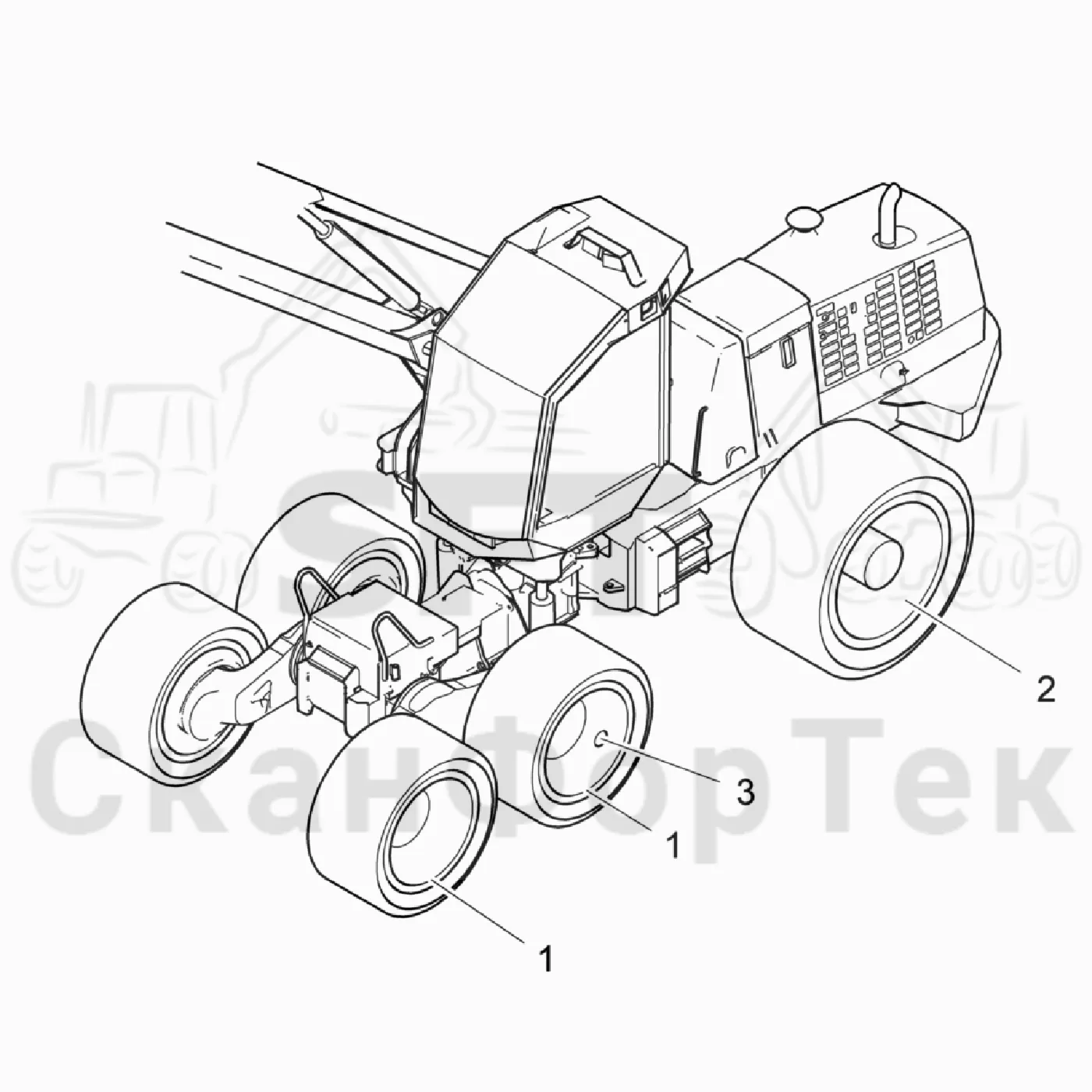 Схема: Komatsu / Лесозаготовительные машины / 941.1 / Каталог запасных частей / Коробка передач / Оборудование шин / Nokian