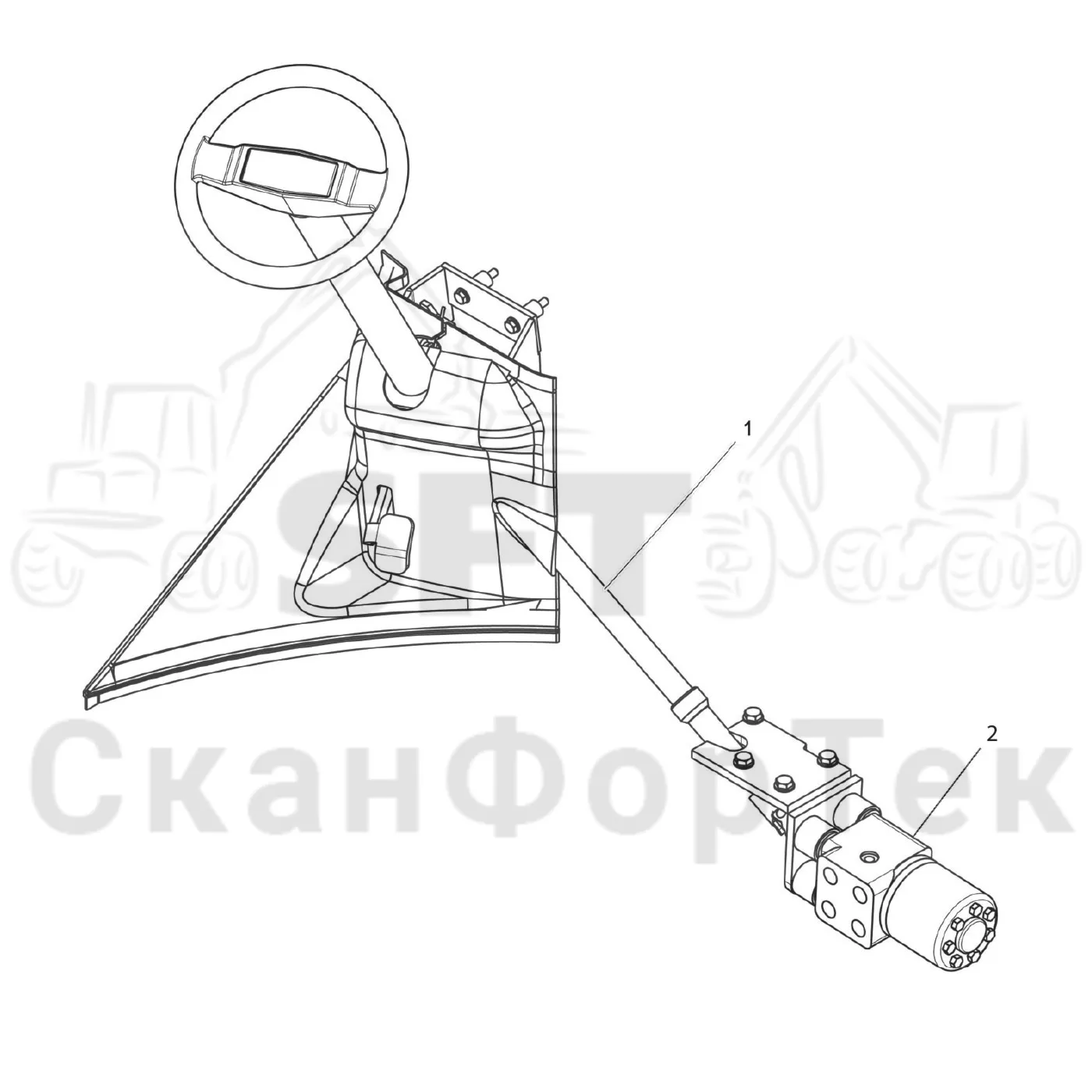 Схема: Valmet / Лесозаготовительные машины / Valmet 941.1 / Valmet 941.1 / Каталог запасных частей / Рулевое управление / Рулевое управление Orbitrol / Рулевая колонка