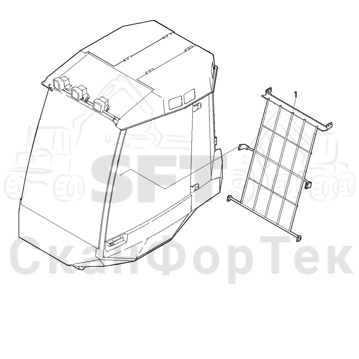 Схема: Valmet / Лесозаготовительные машины / Valmet 941 / Valmet 941 Ch -12070 / Valmet 941 Ch -12070 / Каталог запасных частей / Кабина / Экраны / Защитный экран
