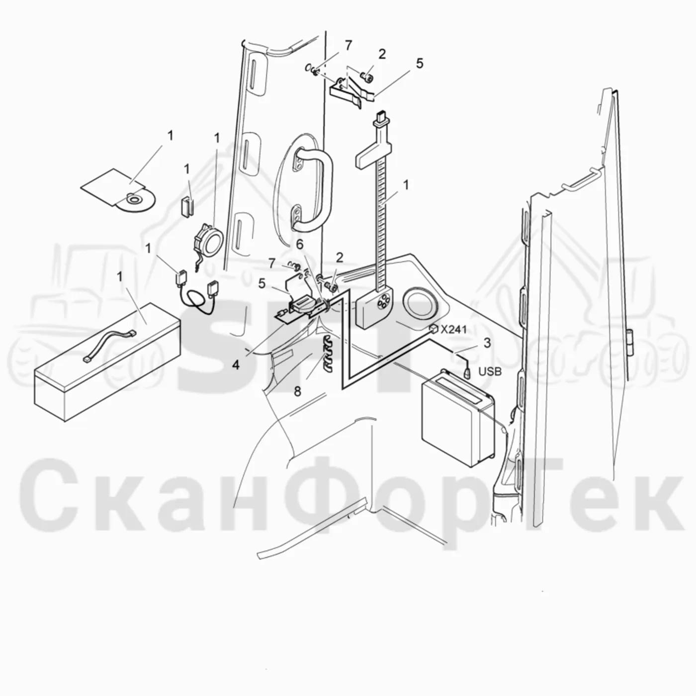 Схема: Komatsu / Лесозаготовительные машины / 941.1 / Каталог запасных частей / Кабина / Салон / Штангенциркуль