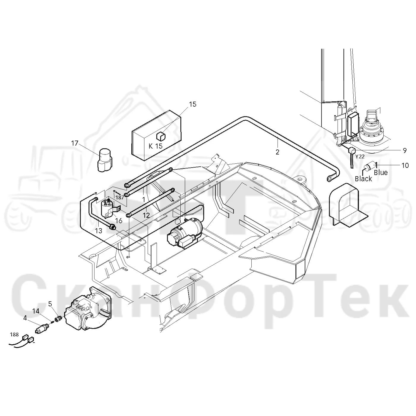 Схема: Valmet / Форвардер / Valmet 840.2 / Valmet 840.2 Ch. -211120 / Valmet 840.2 Ch. -211120 / Каталог запасных частей / Оборудование захвата / Захват / Valmet 901.2 Ch. -211060 / Каталог запасных частей / Рулевое управление / Аварийное рулевое управление / Аварийное электронное рулевое управление