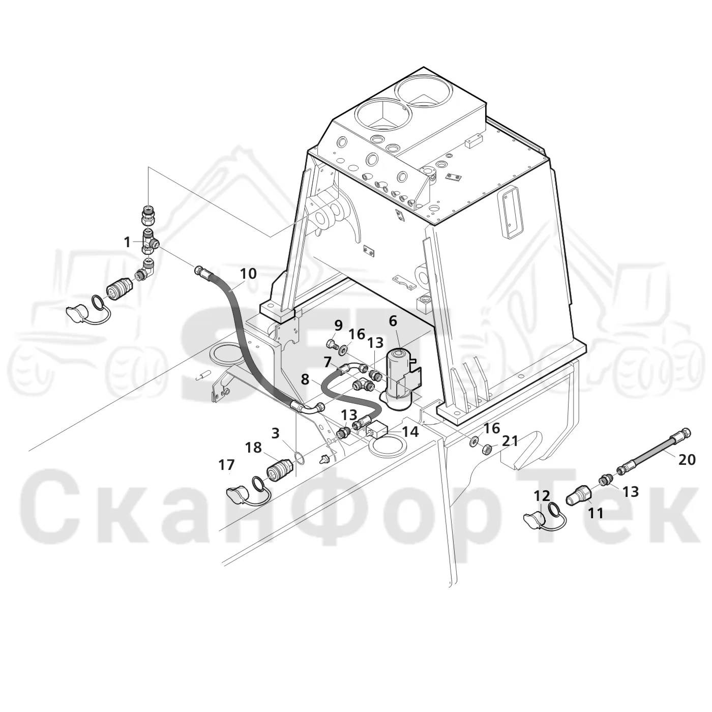 Схема: Valmet / Лесозаготовительные машины / Valmet 941 / Valmet 941 Ch -12070 / Valmet 941 Ch -12070 / Каталог запасных частей / Гидравлика / Заполнение маслом / Заправка масла электрическим насосом