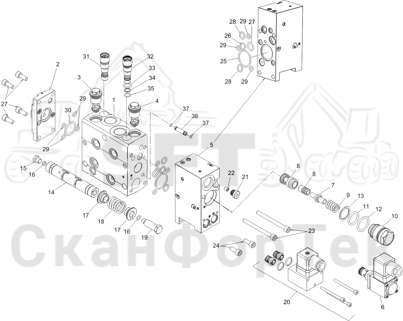 Схема: Секция клапана Нож 1144020171-