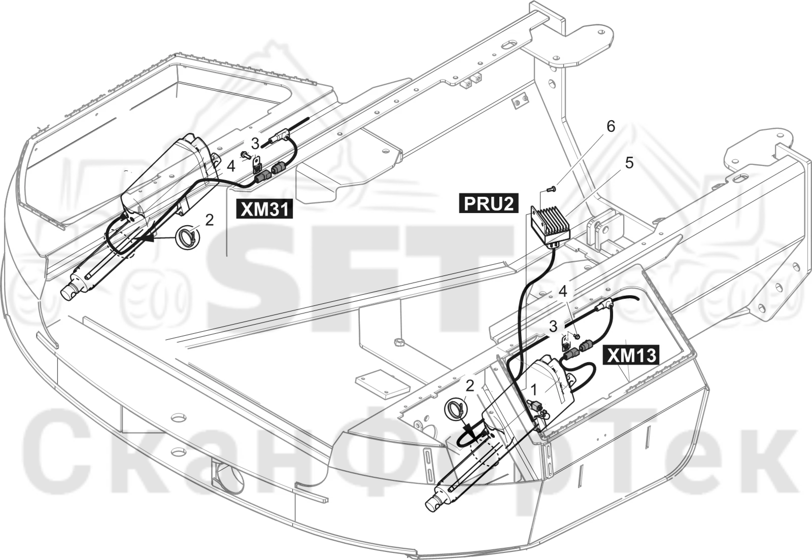 Схема: Комплект электрооборудования подъемника капота 9510004709-