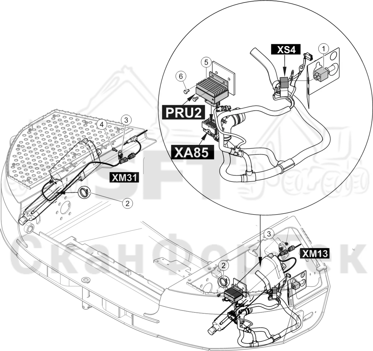 Схема: Комплект электрооборудования подъемника капота