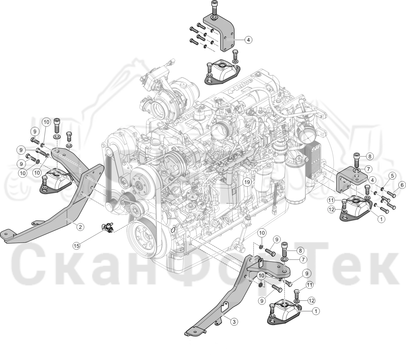 Схема: Установка двигателя