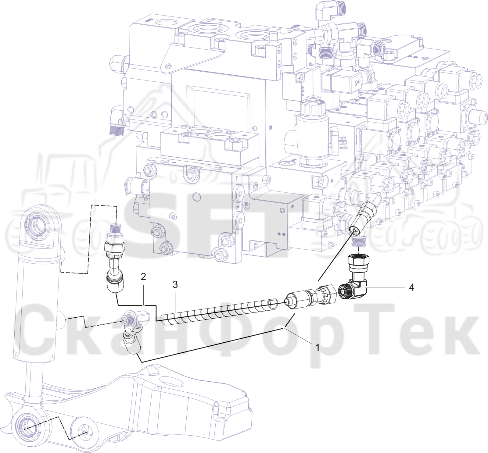 Схема: Подъем измерительного колеса,​ гидравлика