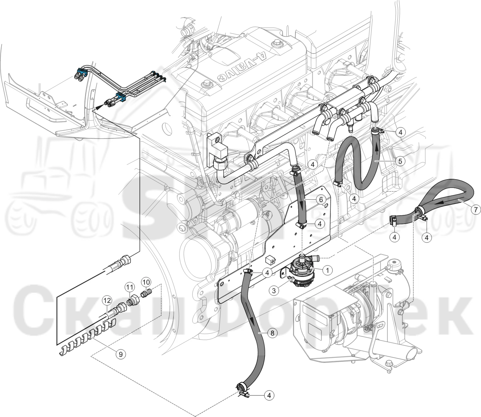 Схема: Обогревание кабины,​ управление кондиционером