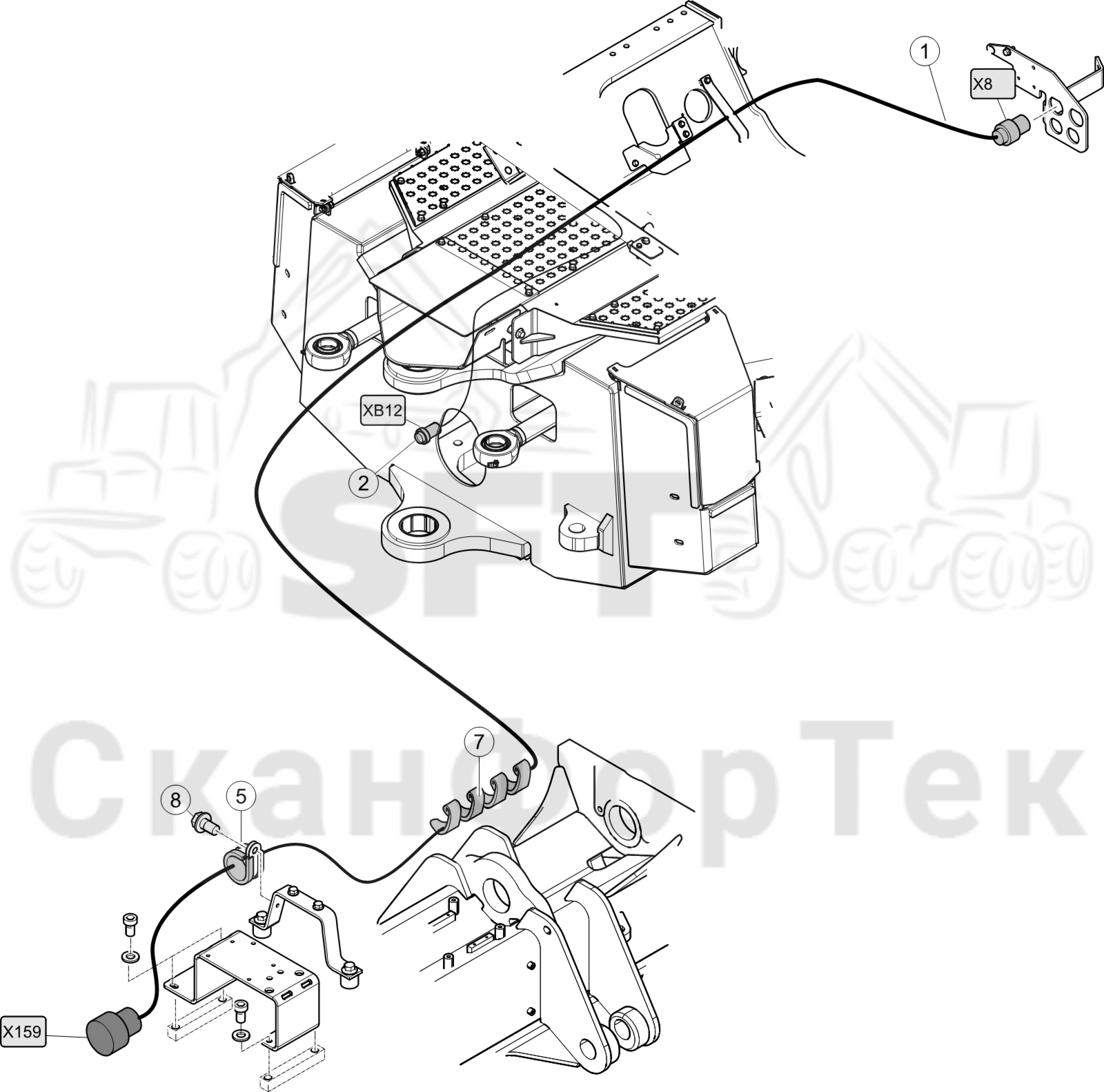 Схема: Комплект кабелей передней рамы