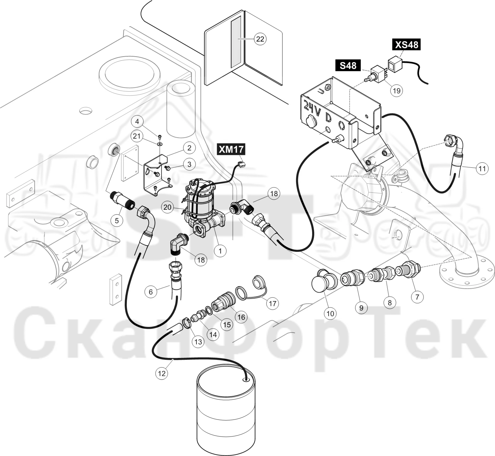 Схема: Топливозаправка электронасосом 9013061661-