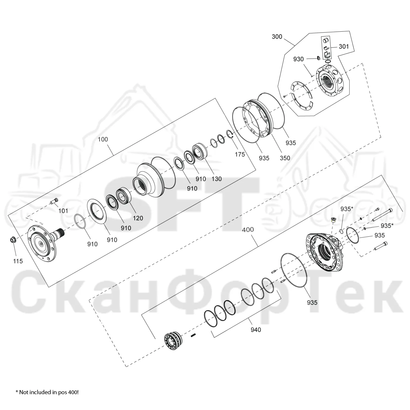 Схема: Гидравлический мотор 780cc 3701003721- · Spare parts hydraulic motor 1-sp