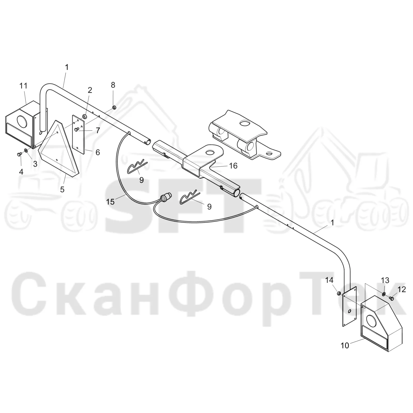 Схема: Узел задних фонарей