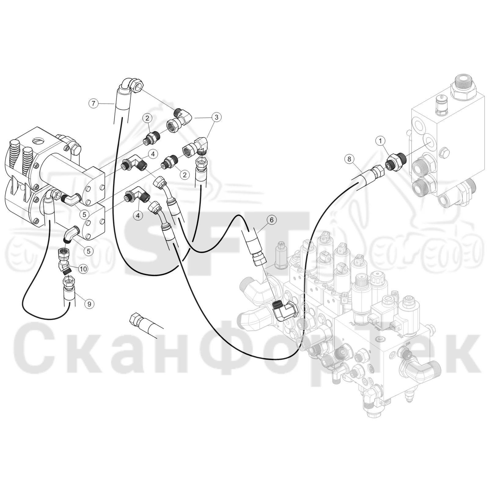 Схема: Гидравлика/механизм подачи каната