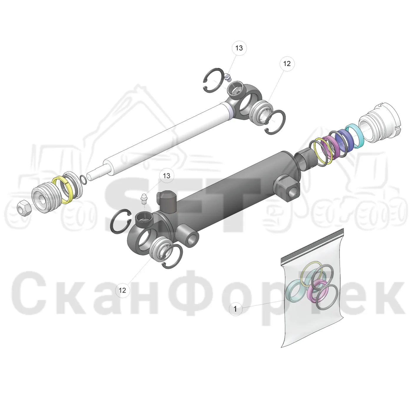 Схема: Запасные части цилиндра 1144026220-