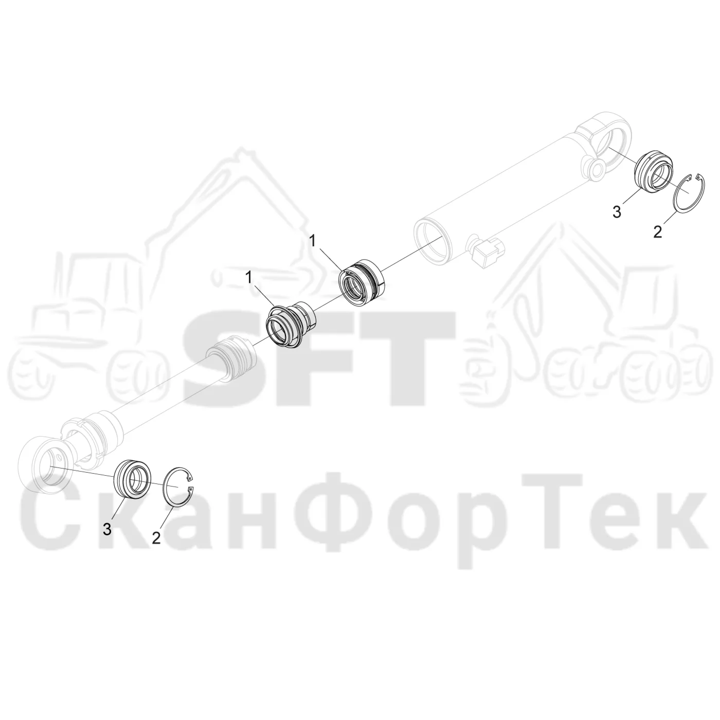 Схема: Гидравлическое оборудование передних сучкорезных ножей 3132022395-