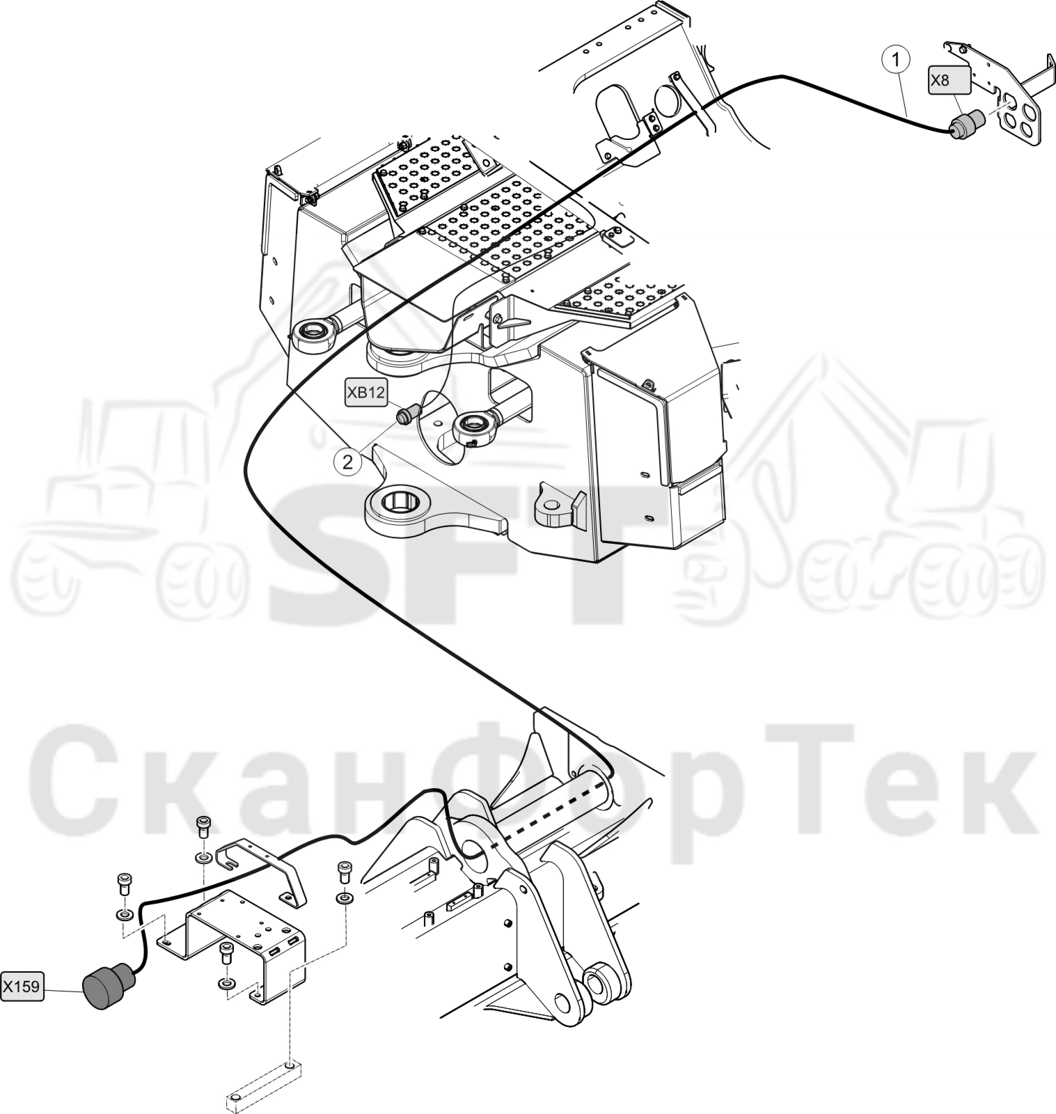 Схема: Комплект кабелей передней рамы