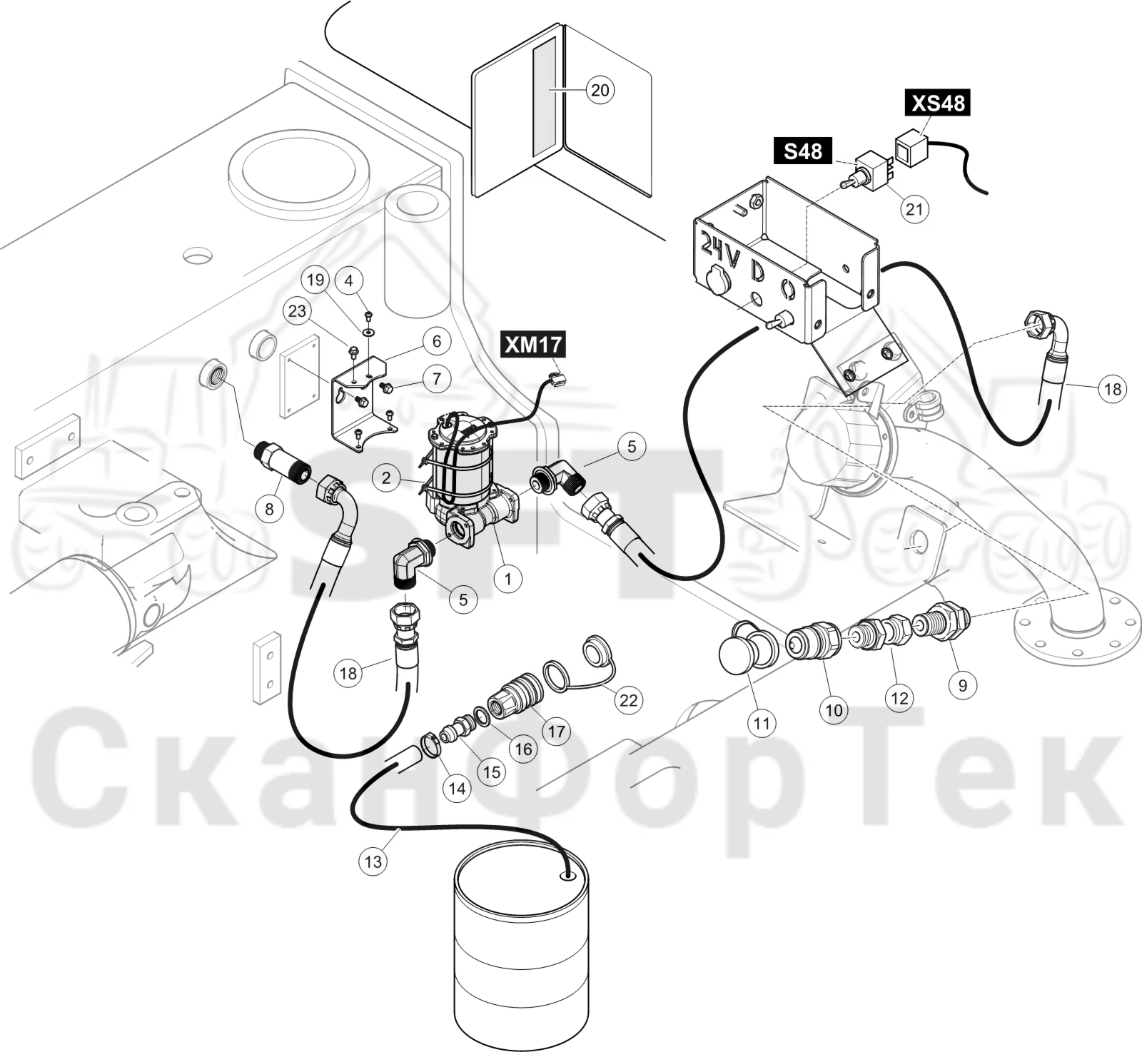 Схема: Топливозаправка электронасосом 9310033545-