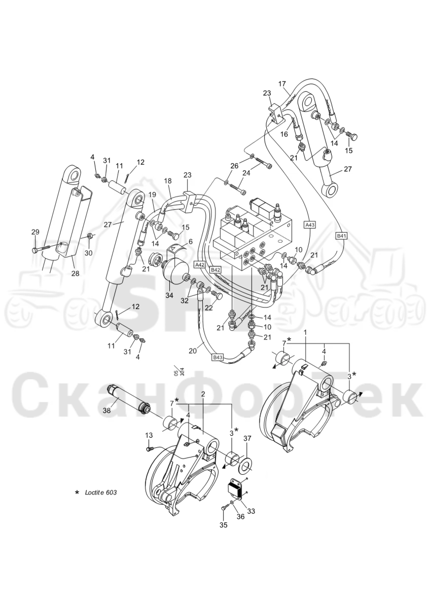 Схема: Гидравлика открывания и закрывания роликов подачи 3172024120-