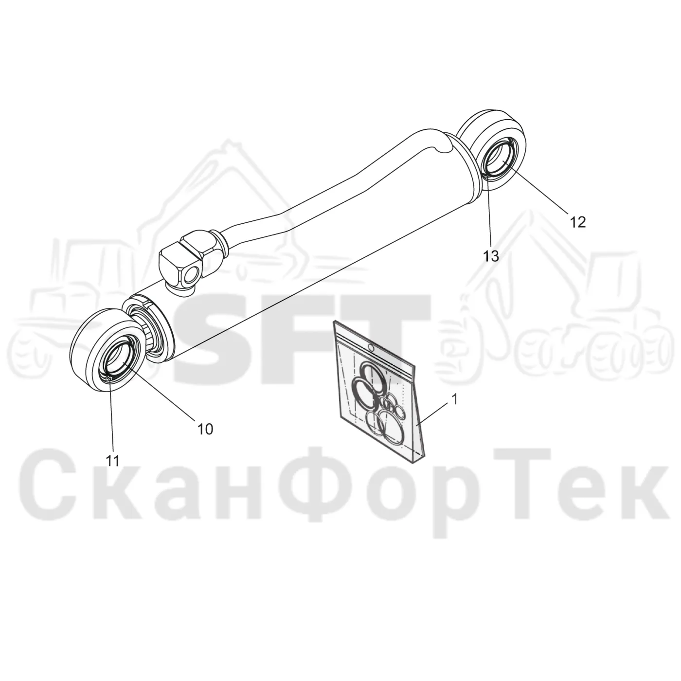 Схема: Гидравлическое оборудование задних сучкорезных ножей 3701003751-