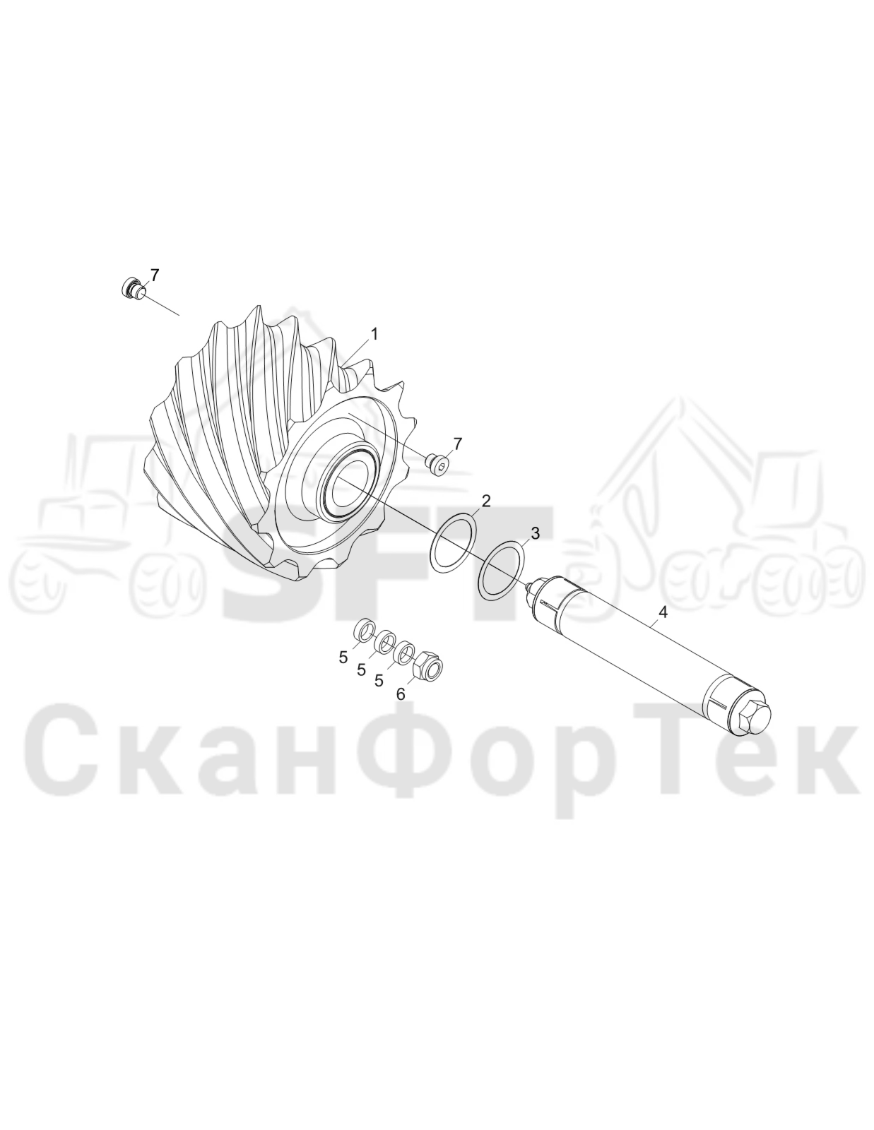 Схема: Опорный ролик передний