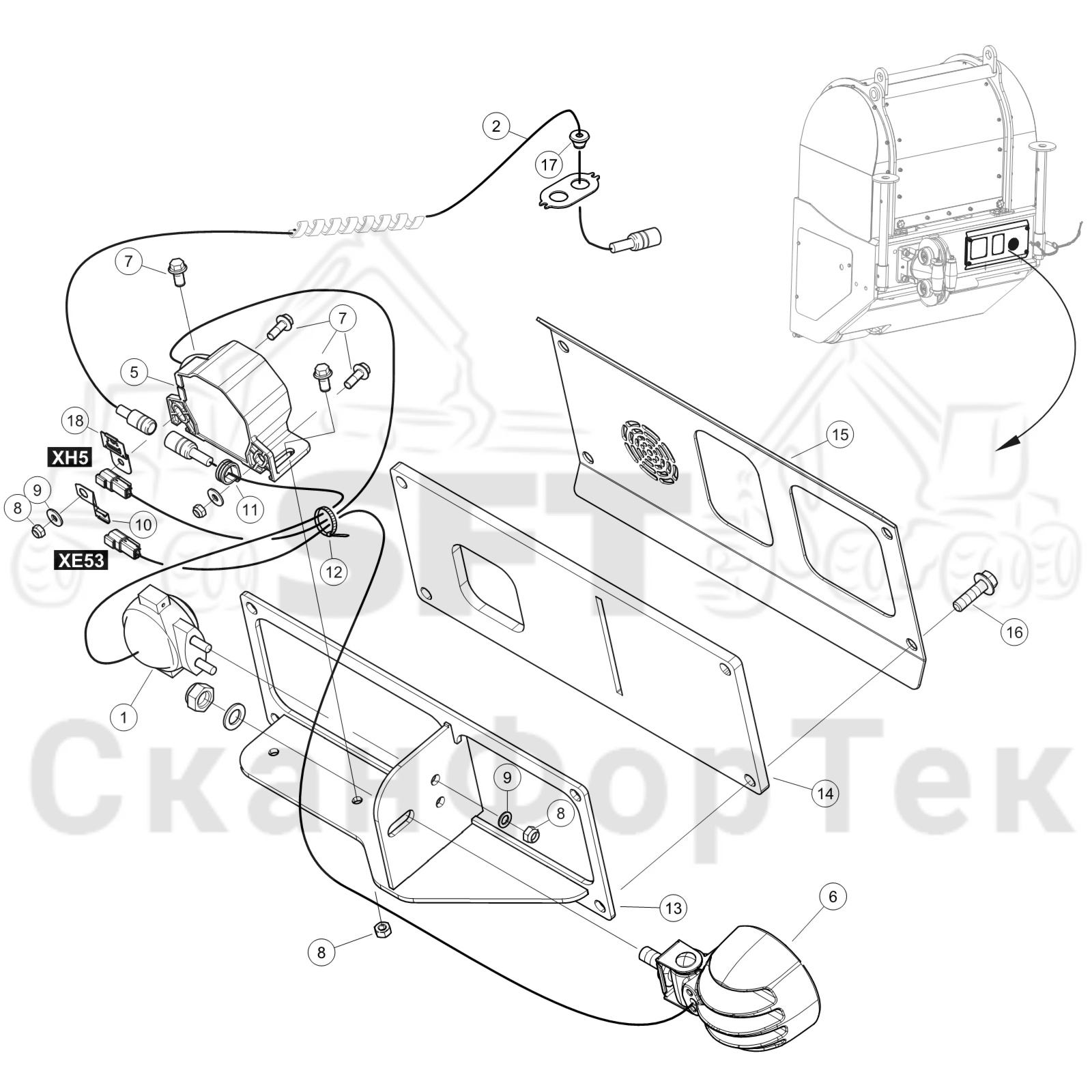 Схема: Электрооборудование камера заднего вида