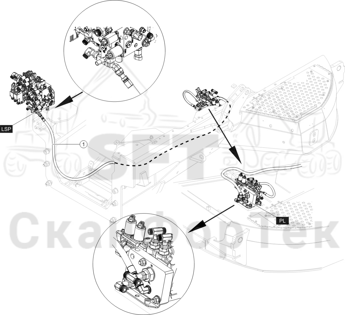 Схема: Сигнал LS линии гидравлики